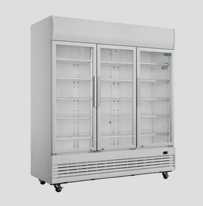 Polar G-Series 1300L Upright Display Fridge with Triple Glass Doors and Canopy